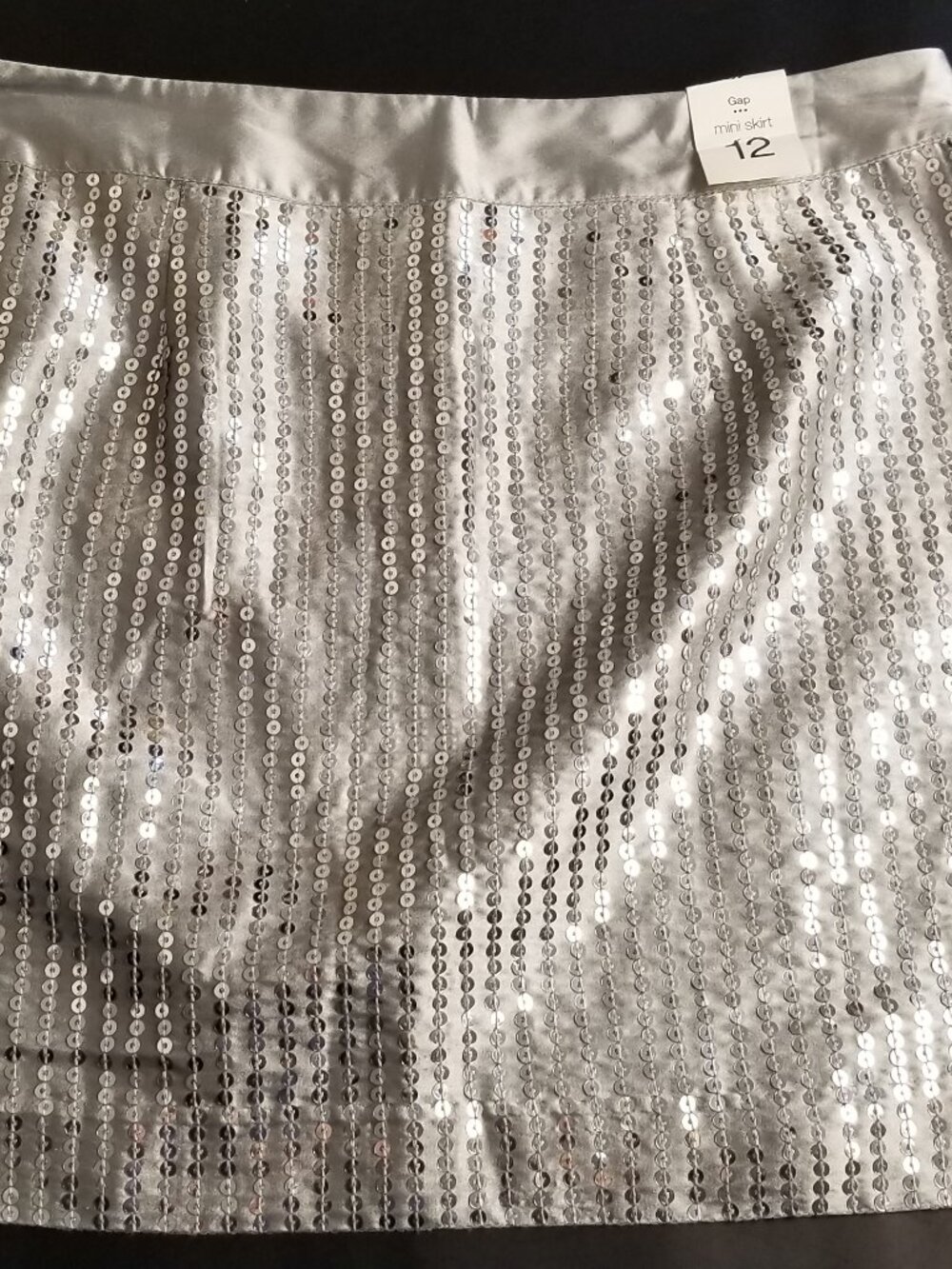 Gap Silver Sequin Mini Skirt Size 12 NWT Y2K Party Disco